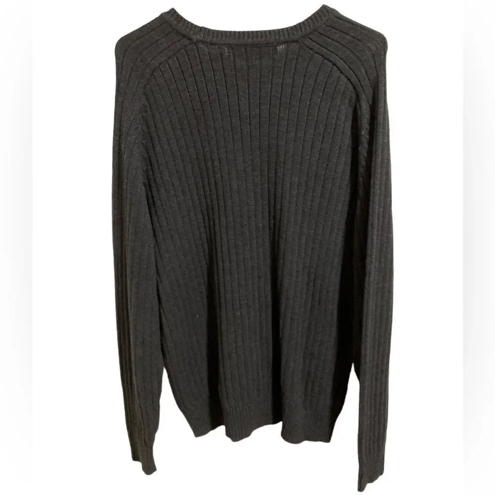 Oscar Dela Renta, gray ribbed cotton/acrylic, sweater size XXL